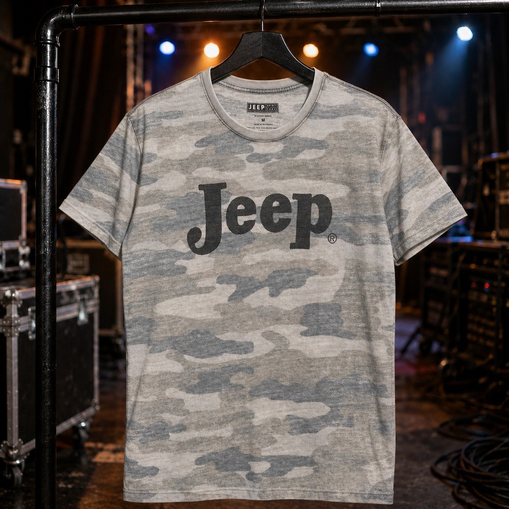 Lucky Brand Jeep Spirit Camo Graphic Tee Grey White Medium